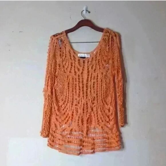 Urban mango Chic Orange Crochet Top - Picture 2 of 8